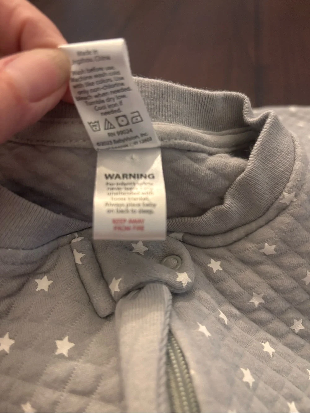 Hudson Baby HB Gray Quilted Sleeveless Star Sleep Sack